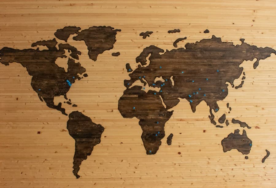 Wooden Push-Pin World Map